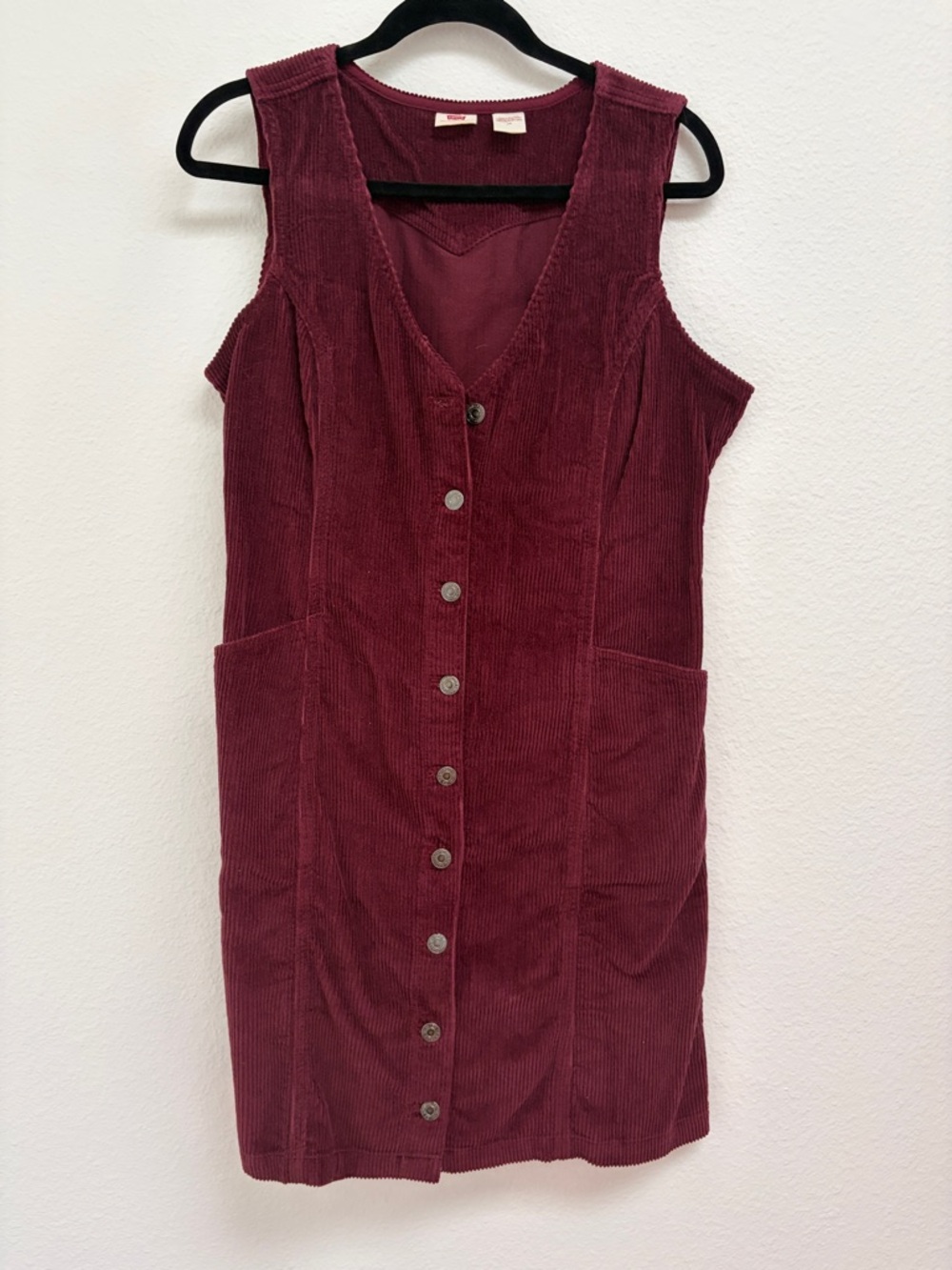 Levi's Wine Corduroy Button-Front Midi Dress